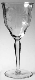 Unknown Crystal Unk7026 Water Goblet   Clear,Optic,Etched Floral,No Trim
