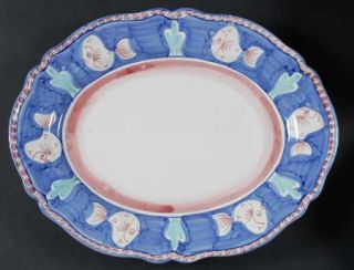 Vietri (Italy) Campagna Fish (Pesce) Royal Blue 16 Oval Serving Platter, Fine C