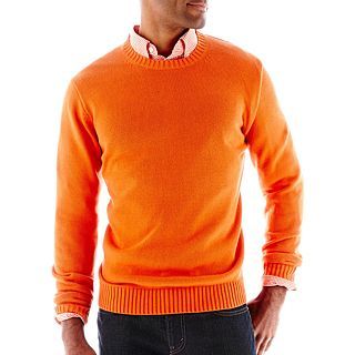 St. Johns Bay Midweight Crewneck Sweater, Orange, Mens