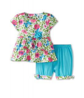 le top Butterfly Wishes Tiered Top And Banded Shorts Girls Sets (Blue)
