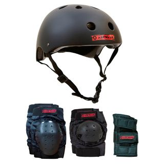 Airwalk 4 in 1 Helmet/ Pad Combo (Black ABS outer shell, EPD inner foamStreet style pads, EVA inner foam Weight 1.2 poundsModel AW07048 )