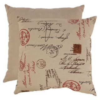 French Postale Floor Pillow   Linen/Red (23x23)