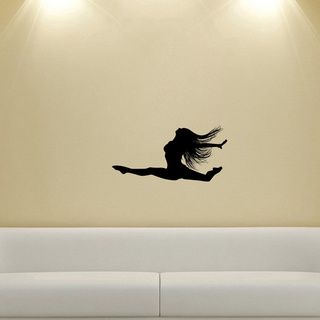 Girl Dancing Silhouette Wall Vinyl Decal (Glossy blackDimensions 25 inches wide x 35 inches long )