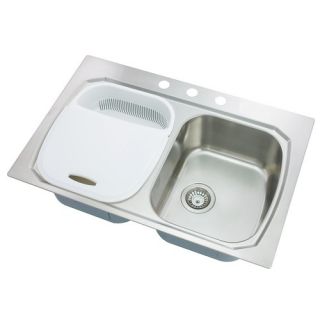 Oliveri 8633 Top Mount Three Hole Double Equal Basin Kitchen Sink Stainless Steel