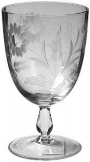 Unknown Crystal Unk144 Water Goblet   Gray Cut Open Flower