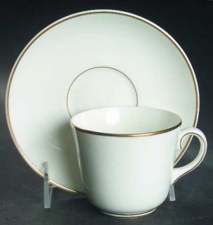 Wedgwood Gloucester (Coupe) Flat Cup & Saucer Set, Fine China Dinnerware   Bone,