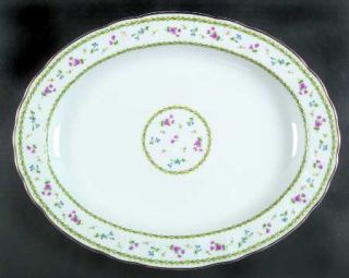 Bernardaud Artois Green (Versailles Shape) 15 Oval Serving Platter, Fine China