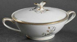 Noritake Diana (Gold Trim) Sugar Bowl & Lid, Fine China Dinnerware   Black Ring,