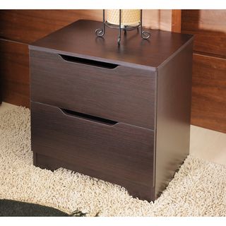 Furniture Of America Kari Modern Knobless 2 drawer Walnut Finish Nightstand (Veneer, MDFFinish WalnutTwo drawers with metal glidesKnobless drawers with chic keyhole pullsA convenient bed companion with easy to reach storage right at your bedsideDimension
