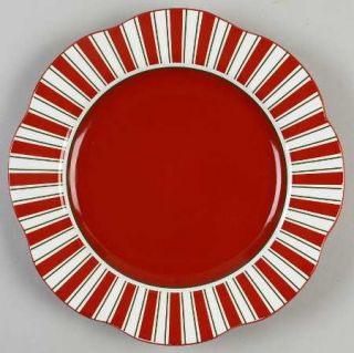 Pier 1 Candy Cane Salad Plate, Fine China Dinnerware   Red,Green,White,Stripes,C