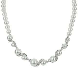 Pearls and Crystals Necklace   Clear/White