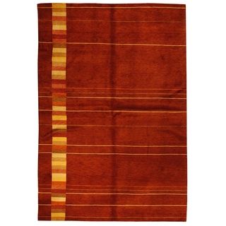Safavieh Hand knotted Vegetable Dye Tibetan Maroon Wool Rug (4 X 6)