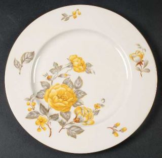 Castleton (USA) Mayfair Luncheon Plate, Fine China Dinnerware   Yellow Roses,Gra