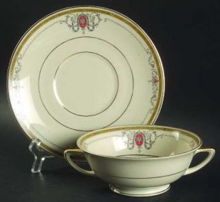 Heinrich   H&C Crusader (Smooth) Footed Cream Soup Bowl & Saucer Set, Fine China