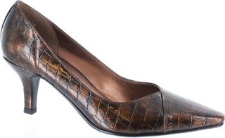 Womens Easy Street Chiffon   Bronze Patent Croco Mid Heel Shoes