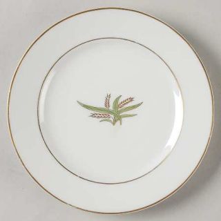Fukagawa 507 Bread & Butter Plate, Fine China Dinnerware   Green Leaves, Gold Wh