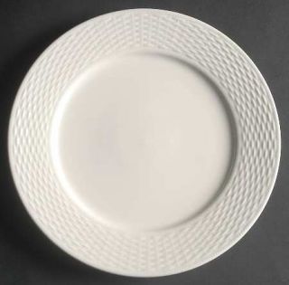 Tabletops Unlimited Basketweave Dinner Plate, Fine China Dinnerware   All White,