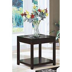 Cappuccino Veneer End Table With Shelf