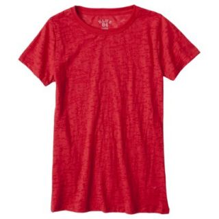 Juniors Short Sleeve Burnout red T Shirt   L