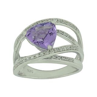 Genuine Amethyst & Lab Created White Sapphire Crisscross Ring, Womens