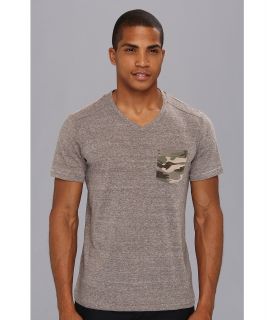 Fresh Brand S/S Contrast Chest Pocket V Neck Mens T Shirt (Gray)