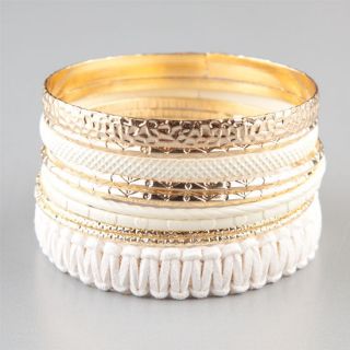 Cord Wrap 10 Piece Bangle Set Ivory One Size For Women 234525160