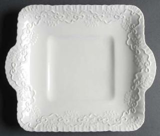 Ralph Lauren Claire Square Handled Cake Plate, Fine China Dinnerware   White Rai