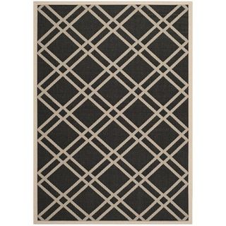 Safavieh Indoor/outdoor Courtyard Black/beige Polypropylene Rug (4 X 57)