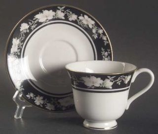 Royal Doulton Intrigue Footed Cup & Saucer Set, Fine China Dinnerware   Vogue,Wh