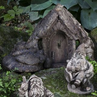 Campania International Short Gnome Home Cast Stone Garden Statue   S 361 AL