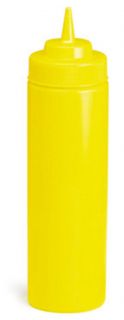 Tablecraft 12 oz Wide Mouth Squeeze Dispenser, Mustard, Standard Cone Tip
