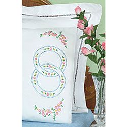 Wedding Rings Stamped Cotton/polyester Pillowcases (set Of 2)