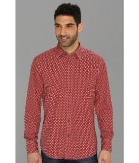 Report Collection Micro Print with Contrast Mens Long Sleeve Button Up (Orange)