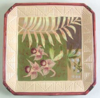 Rainforest Dinner Plate, Fine China Dinnerware   Embossed, Basketweave, Floral A