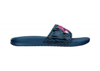 Nike Benassi Just Do It Print Womens Slide Sandals   Green Abyss