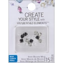 Jolees Jewels 6mm Salt And Pepper Mix Bicone Beads (pack Of 15)