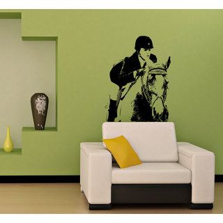 Jockey On A Horse Vinyl Wall Decal (Glossy blackEasy to applyDimensions 25 inches wide x 35 inches long )