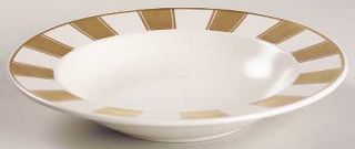 Mikasa Fifth Avenue Large Rim Soup Bowl, Fine China Dinnerware   Gold Stripes &