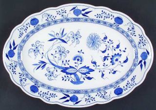 Hutschenreuther Blue Onion (Scalloped, Rim) 17 Oval Serving Platter, Fine China