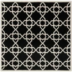 Safavieh Hand woven Moroccan Dhurrie Black/ Ivory Wool Rug (8 Square)