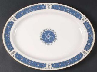 Carico Renaissance 16 Oval Serving Platter, Fine China Dinnerware   Blue/Red Fl