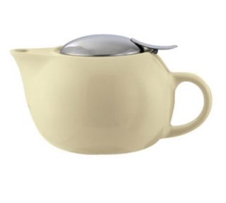 Service Ideas 10 oz Teapot w/ Lid, Infuser Basket, Cream Ceramic