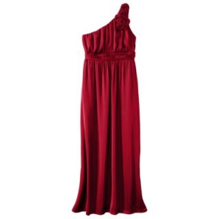 TEVOLIO Womens Satin One Shoulder Rosette Maxi Dress   Stoplight Red   12