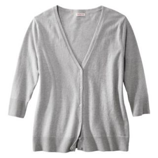 Merona Womens Plus Size 3/4 Sleeve V Neck Cardigan Sweater   Gray 3