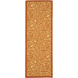 Indoor/ Outdoor Acklins Natural/ Terracotta Runner (24 X 67) (IvoryPattern FloralMeasures 0.25 inch thickTip We recommend the use of a non skid pad to keep the rug in place on smooth surfaces.All rug sizes are approximate. Due to the difference of monit