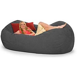 Oval Charcoal Grey Microfiber And Foam 8 foot Bean Bag (Charcoal GreyMaterials Durafoam foam blend, microfiber outer cover, cotton/poly inner linerStyle Oval Weight 80 poundsDimensions 84 inches x 36 inches x 54 inches Fill Durafoam blendClosure Zip