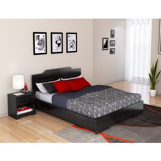 Ravenwood Black Plateau Queen Platform Bed And Nightstand Set (Medium density fiberboardDimensions 40 inches high x 84.75 inches wide x 82 inches deep)