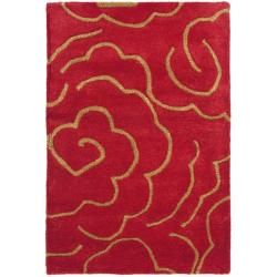 Handmade Soho Roses Red New Zealand Wool Rug (2 X 3)