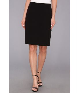 DKNYC Suiting Pencil Skirt w/ Slit and Faux Leather Zipper Binding Womens Skirt (Black)