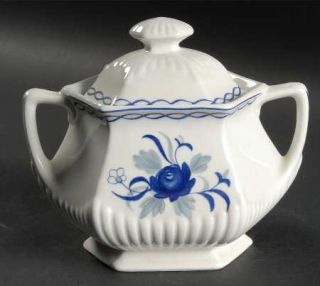 Adams China Hollandia Blue Sugar Bowl & Lid, Fine China Dinnerware   Empress,Blu